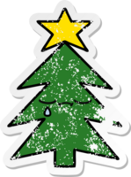 distressed sticker of a cute cartoon christmas tree png