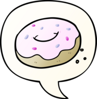 dessin animé Donut avec arrose avec discours bulle dans lisse pente style png