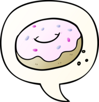 cartoon donut with sprinkles with speech bubble in smooth gradient style png