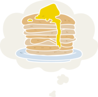 dessin animé empiler de Crêpes avec pensée bulle dans rétro style png