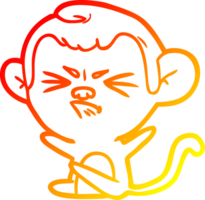 warm Gradient Linie Zeichnung von ein Karikatur wütend Affe png