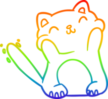 rainbow gradient line drawing of a very happy cute cat png