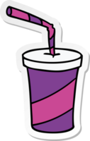 hand drawn sticker cartoon doodle of fastfood drink png