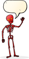 cartoon waving skeleton with speech bubble png