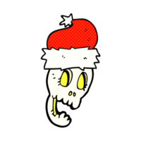 hand dragen tecknad serie jul hatt på skalle png