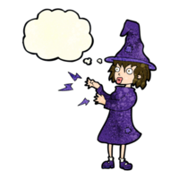 cartoon witch casting spell with thought bubble png