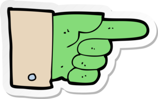 sticker of a cartoon pointing zombie hand png