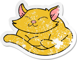 beunruhigter Aufkleber einer schrulligen handgezeichneten Cartoonkatze png