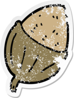 distressed sticker of a cartoon acorn png