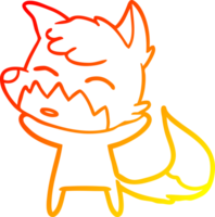 warm gradient line drawing of a cartoon fox png