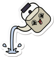 sticker of a cute cartoon pouring kettle png