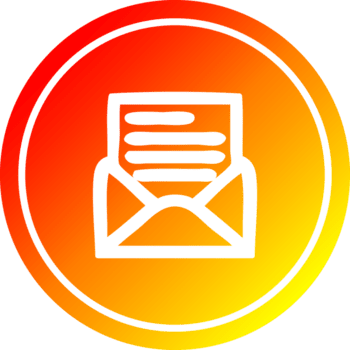 envelope carta circular ícone com caloroso gradiente terminar png