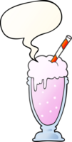 cartoon milkshake with speech bubble in smooth gradient style png