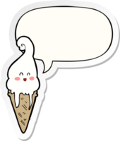 dessin animé la glace crème avec discours bulle autocollant png