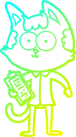 frio gradiente linha desenhando do uma feliz desenho animado vendedor gato png