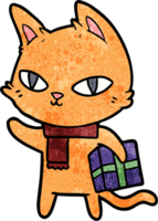 gato de desenho animado com presente png