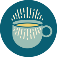 iconic tattoo style image of cup of coffee png