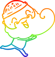 rainbow gradient line drawing of a happy bearded man png