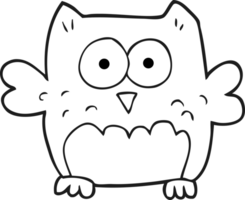 hand drawn black and white cartoon owl png