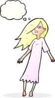 cartoon ghost like girl with thought bubble png