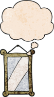 dessin animé miroir avec pensée bulle dans grunge texture style png