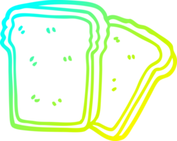 cold gradient line drawing of a cartoon slices of bread png