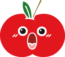 plano color retro dibujos animados de un rojo manzana png