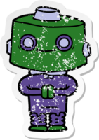 distressed sticker of a cartoon robot png