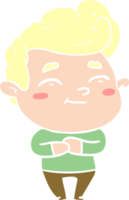 happy flat color style cartoon man png