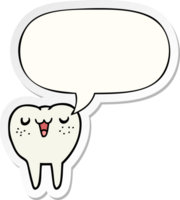 desenho animado dente com discurso bolha adesivo png