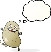 hand drawn thought bubble cartoon potato running png