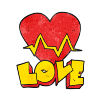 hand textured cartoon heart rate pulse love symbol png