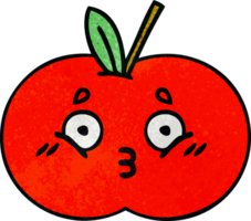 retro grunge textur tecknad serie av en röd äpple png