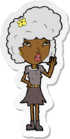 sticker of a cartoon woman waving png