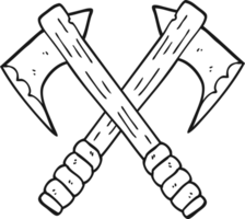 hand drawn black and white cartoon axes png