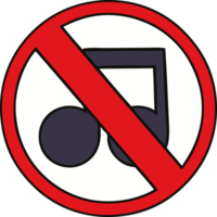 cute cartoon of a no music sign png