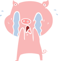 dessin animé de style plat couleur cochon qui pleure png