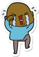 sticker of a cartoon crying bald man png