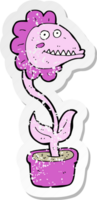 retro noodlijdende sticker van een cartoon monsterplant png