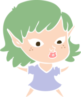 pretty flat color style cartoon elf girl png