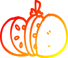 warm gradient line drawing of a cartoon sliced tomato png