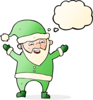 cartoon santa claus with thought bubble png