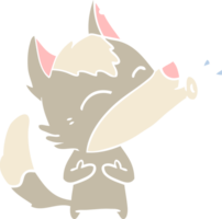 desenho de estilo de cor plana de lobo uivando png