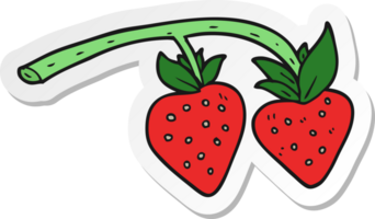 klistermärke av en tecknad jordgubbar png