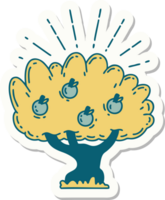 sticker of a tattoo style apple tree png