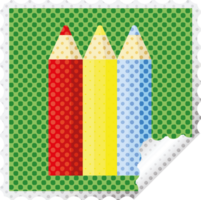 Farbstifte grafischer quadratischer Aufkleberstempel png