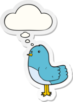 cartoon bird with thought bubble as a printed sticker png