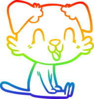 rainbow gradient line drawing of a laughing cartoon dog png