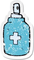 retro distressed sticker of a cartoon antiseptic spray png