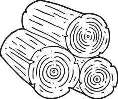 hand drawn black and white cartoon logs png